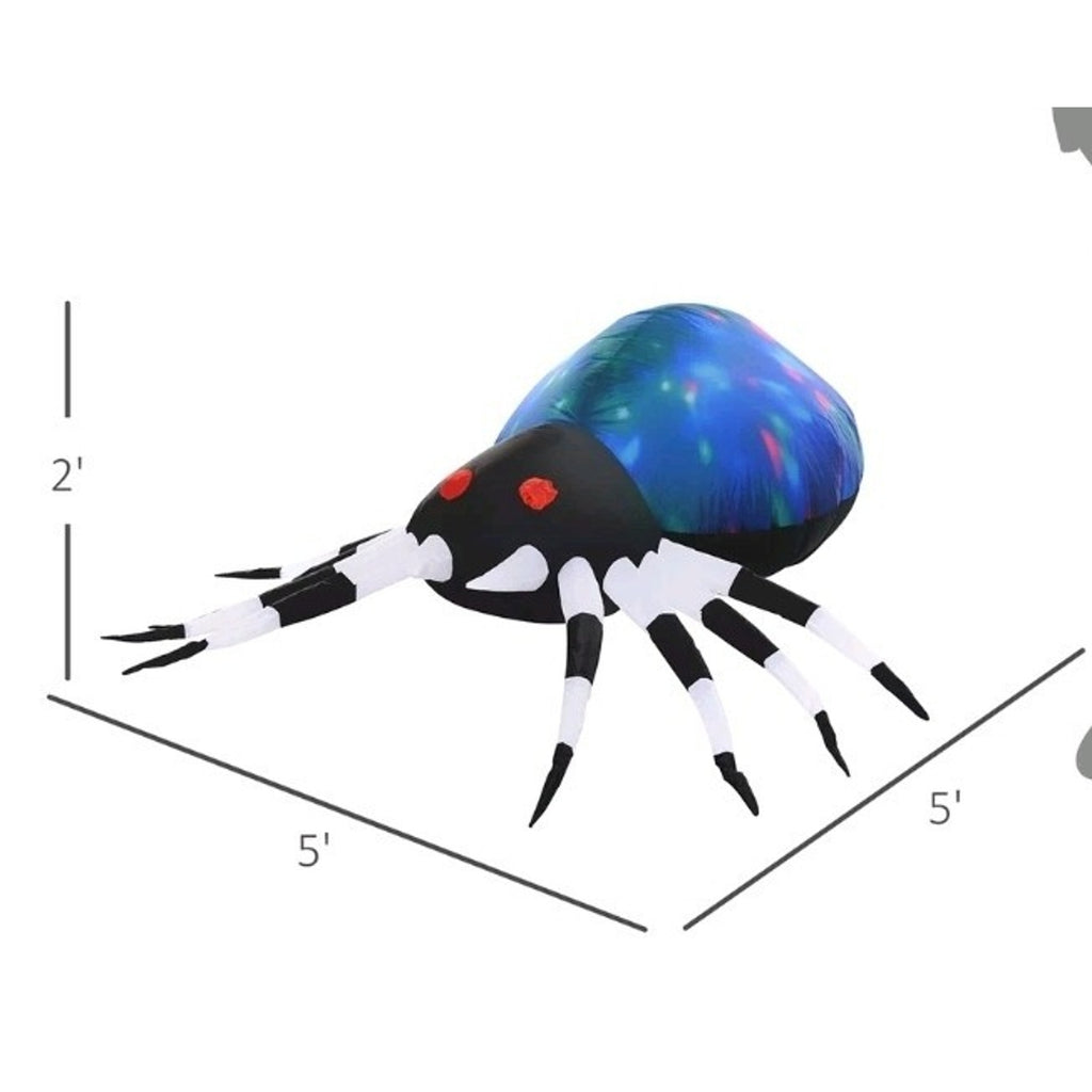 5ft Inflatable Halloween Multicolor Spider Anchored Outdoor Display w/ LEDs