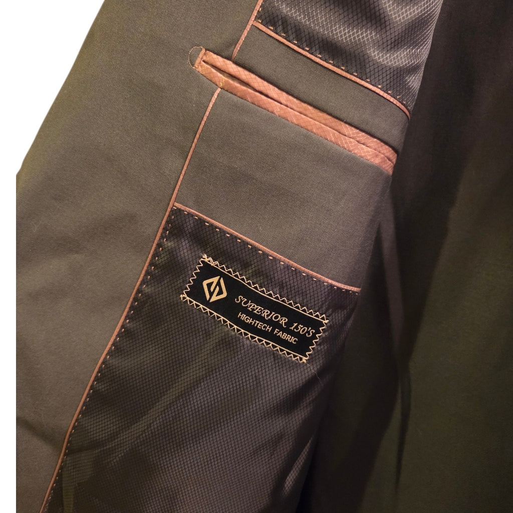New Pierre Loren Olive Color 2 Piece Suit Blazer & Pant Size 44L/39W